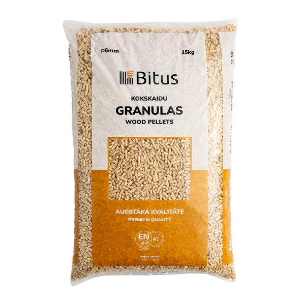 Bitus Kokskaidu granulas Ø6mm, paletē